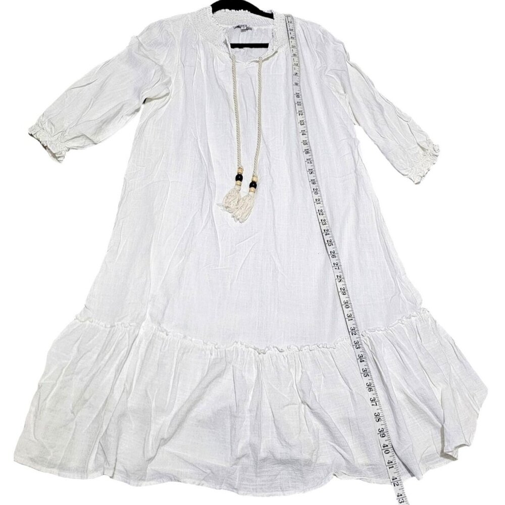 Yakira Bella White Boho Dress M Viscose Linen Blend - Picture 8 of 9